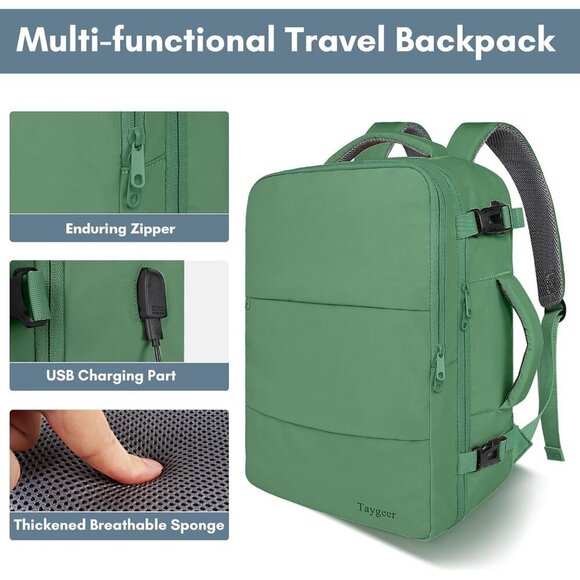 Taygeer Women\'s Peridot Green Travel Backpack Carry On 15.6inch Laptop Backpack main image 8